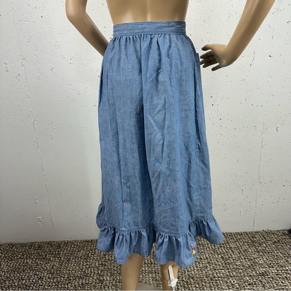 Vintage Handmade size Small Blue Embroidered Peasant MIDI Skirt - Picture 4 of 13